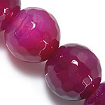 Natürliche Rosa Achat Perlen, rund, facettierte, 12mm, Bohrung:ca. 1.2mm, Länge ca. 14.5 ZollInch, 3SträngeStrang/Menge, verkauft von Menge