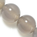 Natürliche graue Achat Perlen, Grauer Achat, rund, 10mm, Bohrung:ca. 1-1.2mm, Länge ca. 15 ZollInch, 5SträngeStrang/Menge, verkauft von Menge