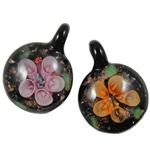 Inner Flower Lampwork Pendants Coin mixed colors Approx 6mm Sold By Box