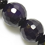 Natuurlijke Purple Agaat kralen, Paarse Agaat, Ronde, gefacetteerde, 6mm, Gat:Ca 0.8-1mm, Lengte Ca 15 inch, 5strengen/Lot, Verkocht door Lot