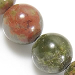 Perles unakite, Rond, naturel, 14mm, Trou:Environ 1.2-1.4mm, Longueur Environ 15.5 pouce, 5Strandstoron/lot, Environ 27PC/brin, Vendu par lot