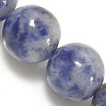 Blauer Tupfen Stein Perlen, blauer Punkt, rund, natürlich, 10mm, Bohrung:ca. 1mm, Länge ca. 15 ZollInch, 10SträngeStrang/Menge, ca. 37PCs/Strang, verkauft von Menge
