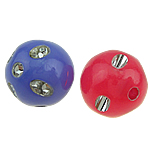 ABS-Kunststoff-Perlen, ABS Kunststoff, rund, Silberdruck, gemischte Farben, 12mm, Bohrung:ca. 2mm, 600PCs/Tasche, verkauft von Tasche