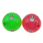 ABS plast perler, Runde, sølv accent, blandede farver, 10x10mm, Hole:Ca. 1.5mm, 1100pc'er/Bag, Solgt af Bag