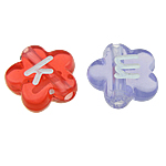 Perles Alphabet plastique ABS, fleur, couleurs mélangées, 11x4mm, Trou:Environ 2mm, 1000PC/sac, Vendu par sac