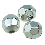 ABS plast perler, Runde, facetteret, sølv, 8mm, Hole:Ca. 2mm, 1900pc'er/Bag, Solgt af Bag