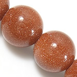 Perles en verre aventuriné, pierre d'or, Rond, naturel, 14mm, Trou:Environ 1.2-1.4mm, Longueur Environ 15.5 pouce, 5Strandstoron/lot, Environ 27PC/brin, Vendu par lot