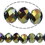 Kryształowe koraliki rondelle, Kryształ, Okrąg, imitacja kryształu CRYSTALLIZED™, metaliza, 8x10mm, otwór:około 1.5mm, długość 22 cal, 10nici/torba, sprzedane przez torba
