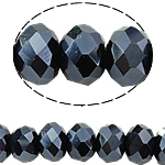Rondelle-Krystal-Perler, Krystal, efterligning CRYSTALLIZED™ krystaller, metallisk farve forgyldt, 6x8mm, Hole:Ca. 1.5mm, Længde Ca. 17 inch, 10Strands/Bag, Solgt af Bag