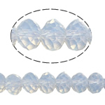 Rondelle-Krystal-Perler, Krystal, efterligning CRYSTALLIZED™ krystaller, Hvid Opal, 4x6mm, Hole:Ca. 1mm, Længde Ca. 16 inch, 10Strands/Bag, Ca. 100pc'er/Strand, Solgt af Bag