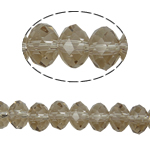 Abalorios de Cristal con forma Toroidal, imitación de cristal de swarovski, Gris, 3x4mm, agujero:aproximado 1mm, longitud aproximado 12 Inch, 10Strandsfilamento/Bolsa, aproximado 150PCs/Sarta, Vendido por Bolsa