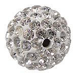 Rhinestone Clay Pave Beads, Round, with 130 pcs rhinestone, 14mm, Hole:Approx 2mm, 10PCs/Bag, Sold By Bag
