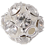 Rhinestone Brass Beads Round rack plating with rhinestone silver color nickel lead & cadmium free Approx 1mm Sold By Bag
