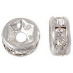 Rhinestone Spacers Brass silver color plated with rhinestone nickel lead & cadmium free Approx 1mm Sold By Bag