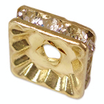 Rhinestone Spacers Brass Squaredelle gold color plated with rhinestone nickel lead & cadmium free Approx 2mm Sold By Bag