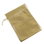 Органза Пакетик, Прямоугольная форма, разный размер для выбора, золотой, 500ПК/сумка, продается сумка