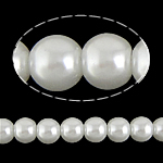 Staklo Pearl perle, Krug, bijel, 6mm, Rupa:Približno 1mm, Dužina Približno 31 inčni, 10pramenovi/Torba, Prodano By Torba
