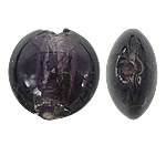 Silberfolie Lampwork Perlen, flache Runde, dunkelviolett, 15x8mm, Bohrung:ca. 1.5mm, 100PCs/Tasche, verkauft von Tasche