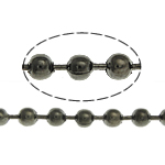 Messing Ball Chain, plumbum sort farve forgyldt, kuglekæde, nikkel, bly & cadmium fri, 2.40mm, Længde 100 m, Solgt af Lot
