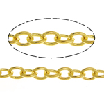 Cadena Ovalada de Metal, chapado en color dorado, giro oval, libre de níquel, plomo & cadmio, 3x2.50x0.50mm, longitud 100 m, Vendido por Grupo