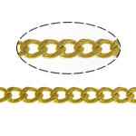 Латунная цепочка с овальными звеньями, Латунь, плакирован золотом, Снаряженная цепь, не содержит никель, свинец, 2x1.50x0.70mm, длина 100 м, продается Лот