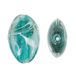 Perles murano faites à la main , chalumeau, ovale, bleu turquoise, 17x24x10mm, Trou:Environ 2mm, 100PC/sac, Vendu par sac