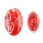 Handgemaakte Lampwork Beads, Ovaal, rood, 17x24x10mm, Gat:Ca 2mm, 100pC's/Bag, Verkocht door Bag