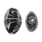 Ručno lampwork perle, Oval, crn, 17x24x10mm, Rupa:Približno 2mm, 100računala/Torba, Prodano By Torba