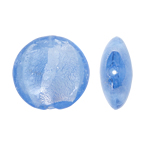 Perline di vetro Murano foglia argento, vetro lavorato, Cerchio piatto, lamina di argento, blu chiaro, 29x13mm, Foro:Appross. 2mm, 100PC/borsa, Venduto da borsa