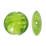 Perles de Murano à torsion intérieure, chalumeau, Plat rond, vert, 28x12mm, Trou:Environ 2mm, 100PC/sac, Vendu par sac