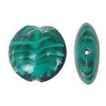 Perles de Murano à torsion intérieure, chalumeau, Plat rond, spiralé intérieurement, vert, 28x12mm, Trou:Environ 2mm, 100PC/sac, Vendu par sac