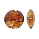 Perles de Murano à torsion intérieure, chalumeau, Plat rond, brun, 28x12mm, Trou:Environ 2mm, 100PC/sac, Vendu par sac