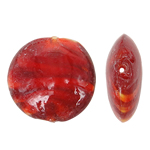 Perles de Murano à torsion intérieure, chalumeau, Plat rond, rouge, 28x12mm, Trou:Environ 2mm, 100PC/sac, Vendu par sac