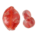 Perles de Murano sable d'or, chalumeau, spiral, rouge, 15x21x4mm, Trou:Environ 1.5mm, 100PC/sac, Vendu par sac