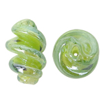 Ručno lampwork perle, Spirala, zelen, 15x29mm, Rupa:Približno 2mm, 100računala/Torba, Prodano By Torba