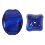 Abalorios de Cristal de Murano con Interior Trenzado, Óvalo, azul, 17x24mm, agujero:aproximado 2mm, 100PCs/Bolsa, Vendido por Bolsa