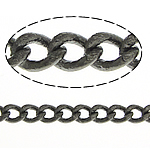 Cadena Ovalada de Metal, chapado en color plomo negro, giro oval, libre de níquel, plomo & cadmio, 1.70x1.20x0.30mm, longitud 100 m, Vendido por Grupo