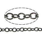 Brass Oval Chain, plumbum black color plated, nickel, lead & cadmium free, 2x1.70x0.30mm, Length:100 m, Sold By Lot