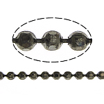 Messing Ball Chain, plumbum sort farve forgyldt, kuglekæde & facetteret, nikkel, bly & cadmium fri, 1.20mm, Længde 100 , Solgt af Lot