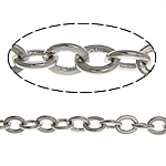 Латунная цепочка с овальными звеньями, Латунь, Платиновое покрытие платиновым цвет, Овальный цепь, не содержит никель, свинец, 3x2x0.40mm, длина 100 м, продается Лот
