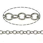 Латунная цепочка с овальными звеньями, Латунь, Платиновое покрытие платиновым цвет, Овальный цепь, не содержит никель, свинец, 2.30x2x0.30mm, длина 100 м, продается Лот