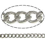 Mässing Curb Chain, platina pläterad, pansarkedja, nickel, bly och kadmium gratis, 2x1.50x0.30mm, Längd 100 m, Säljs av Lot
