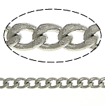 Cadena Curb de Metal, chapado en color de platina, cadenilla, libre de níquel, plomo & cadmio, 1.80x1.30x0.30mm, longitud 100 m, Vendido por Grupo
