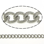 Cadena Curb de Metal, chapado en color de platina, cadenilla, libre de níquel, plomo & cadmio, 2.50x2x0.50mm, longitud 100 m, Vendido por Grupo