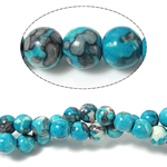 Perles en pierres de fleur de pluie, pierre fleur de pluie, Rond, bleu, 16mm, Trou:Environ 1.2-1.4mm, Longueur Environ 15 pouce, 5Strandstoron/lot, Environ 24PC/brin, Vendu par lot