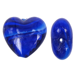 Unutarnji Twist lampwork perle, Srce, plav, 28x26x14mm, Rupa:Približno 2mm, 100računala/Torba, Prodano By Torba