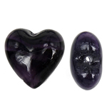 Perles de Murano à torsion intérieure, chalumeau, coeur, violet, 28x26x14mm, Trou:Environ 2mm, 100PC/sac, Vendu par sac