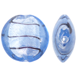 Silberfolie Lampwork Perlen, flache Runde, blau, 20x10mm, Bohrung:ca. 2mm, 100PCs/Tasche, verkauft von Tasche