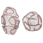 Ručno lampwork perle, Oval, ljubičasta boja, 16x25mm, Rupa:Približno 2mm, 100računala/Torba, Prodano By Torba