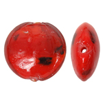 Ruční Lampwork korálky, Vinuté, Flat Round, červený, 20mm, Otvor:Cca 2mm, 100PC/Bag, Prodáno By Bag
